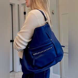 Chic blue Laggo leather Women's Shoulder Bag